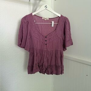 Elegant Mauve Blouse with Button Detail